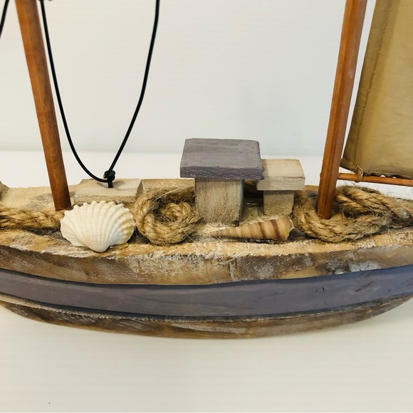Wooden Sailboat Small Sail Boat Decor Nautical Coastal Beach Fisherman Core - Picture 3 of 7